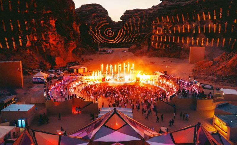 Azimuth Music Festival stage among desert rock formations